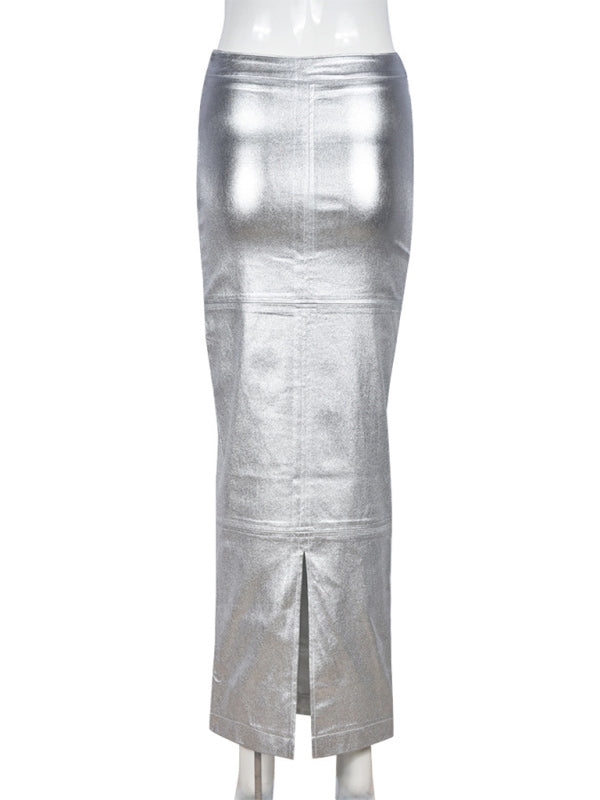 Lizzy Metallic Maxi Skirt